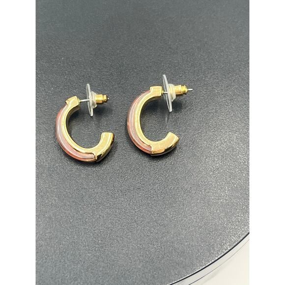 Demarson Designer Cherry Quartz Gold Luna Half Hoops Earrings * Read - Picture 5 of 9